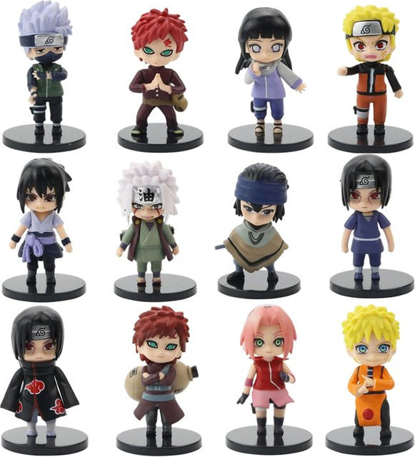 Bandai Naruto Anime Sasuke Hatake Kakashi Sakura Figur, 12-teiliges Set - Bild 1