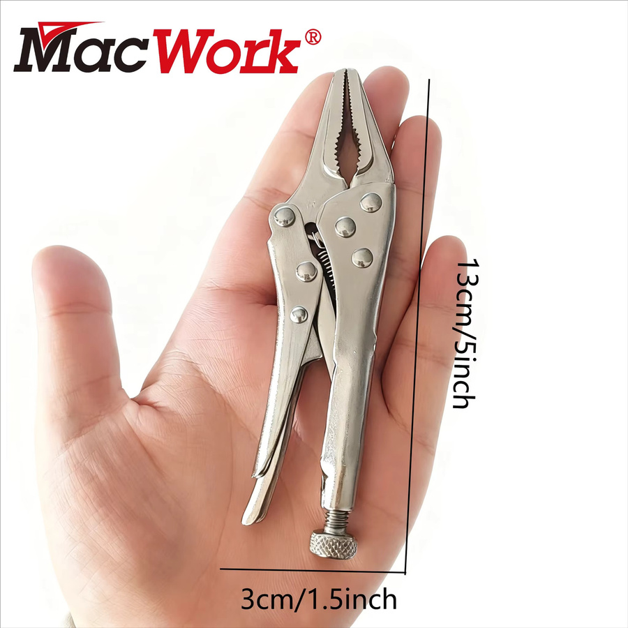 2 Stück Mini-Spitzzangen von MacWork in Silber, Länge: 13,0 cm, ideal für Schmuckherstellung und DIY-Bastelarbeiten - Bild 1