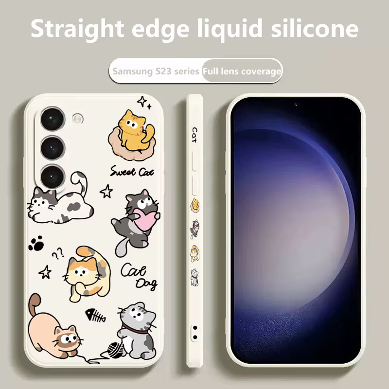 Samsung Handyhülle Katze String Ball Design in Weiß für Galaxy A16 5G A15 A35 A55 A14 A34 A54 A33 A53 A52 S25 Ultra S24 FE S23 Plus S22 S21 - Bild 2