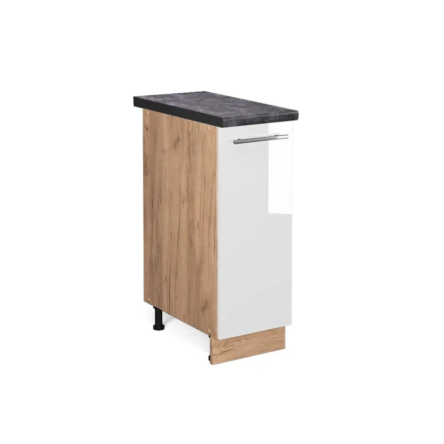 Vicco Apothekerschrank Fame-Line in Weiß Hochglanz und Anthrazit mit Eiche-Optik, B/T/H: 60,0 x 30,0 x 82,0 cm - Bild 2