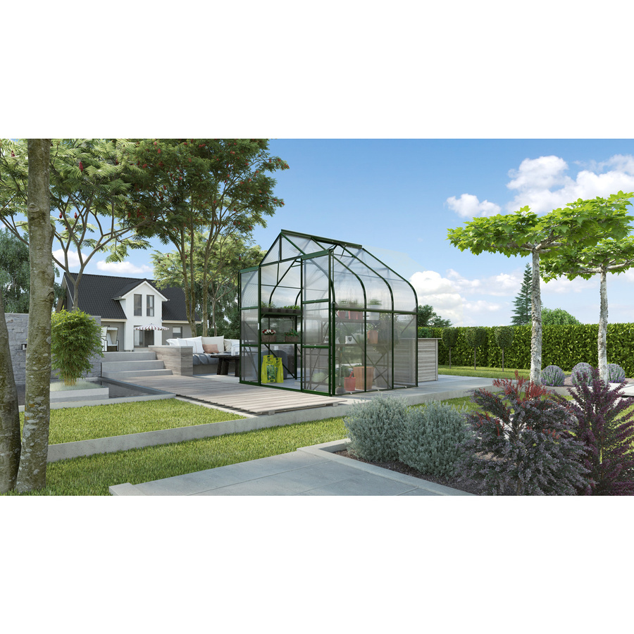 Vitavia Gewächshaus Diana 5000 freistehend, Smaragdgrün, 5,0 m², Aluminium und Polycarbonat mit Doppelschiebetür, Dachfenster und Regenrinnen - Bild 2