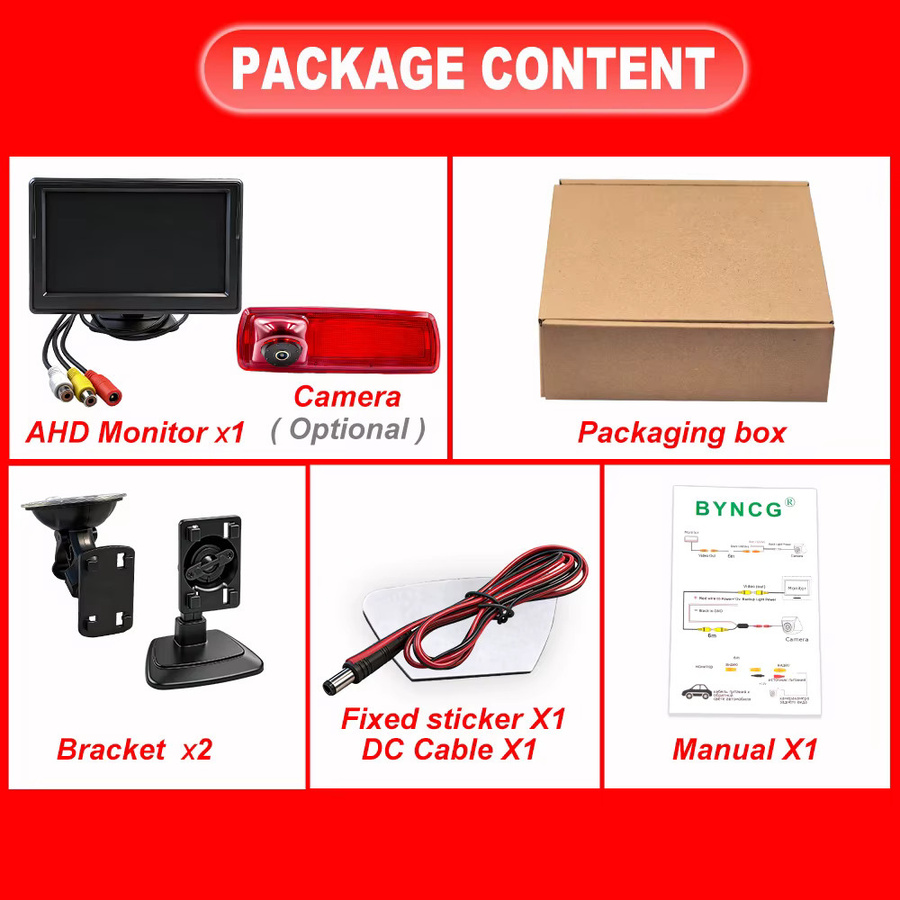 CAMARATRASERA Rückfahrkamera-Set mit 5 Zoll AHD IPS Monitor und Bremslicht-Rückfahrkamera in Schwarz, 1080P Nachtsicht und 170 Grad Sichtfeld für Renault Trafic 3 und Opel Vivaro - Bild 6