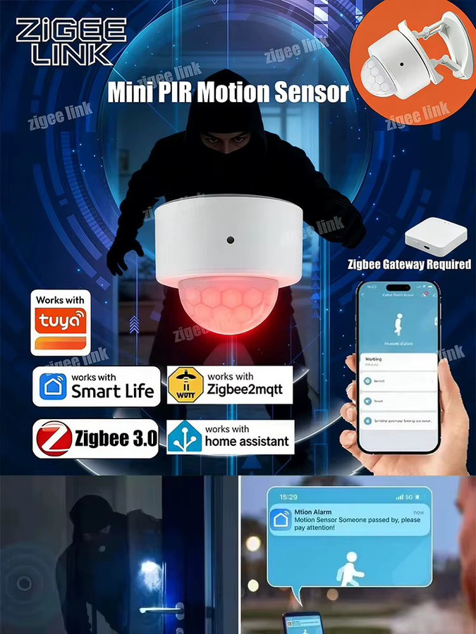 Tuya Zigbee PIR Bewegungssensor in Weiß zur Anwesenheitserkennung mit Echtzeit-Alarm und App-Monitoring für Home Assistant und 2MQTT - Bild 6