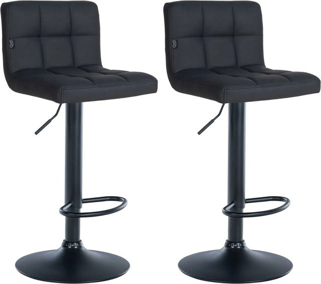 2er Set Barhocker DELUKE RIVAN in Schwarz aus Kunstleder mit Lehne, B/T/H: 40 x 40 x 85 cm - Bild 1
