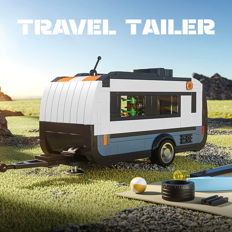 wishiot Reiseanhänger Bausteine DIY Camping Fahrzeug, Modell, Kunststoff, Bunt / Mehrfarbig - Bild 2