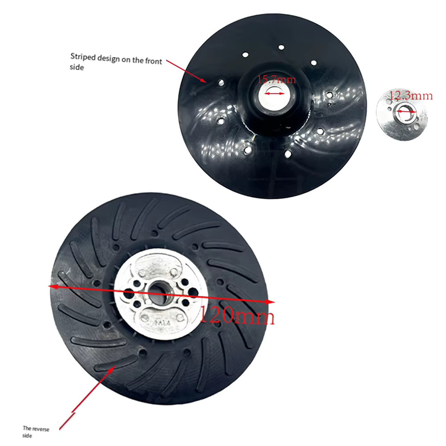 Vibratite Schleifscheiben-Stützteller in Schwarz für Winkelschleifer mit spiralförmigen Kühlrippen, passend für Harzfaserscheiben, M14 und 5/8–11 Gewinde, 4,5–7 Zoll - Bild 2