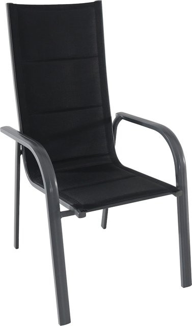 Stapelsessel Grenada von greemotion mit Armlehnen und Textilene-Bezug, B/T/H: 59,5 x 68,0 x 111,5 cm - Bild 1