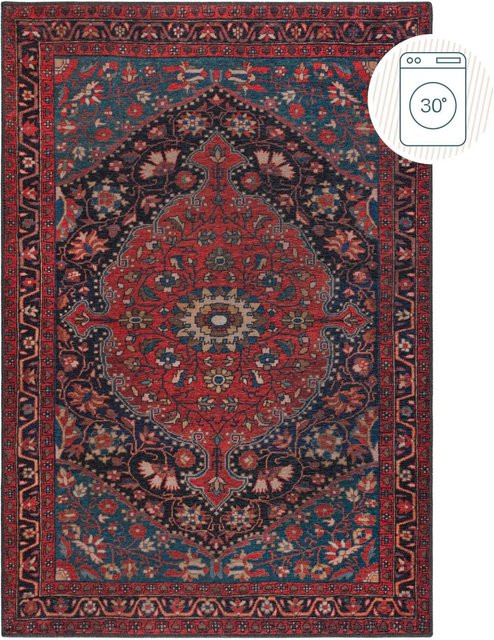 Flair Rugs Vintageteppich Medallion in Rot, Waschbar, B/T: 152 x 230 cm - Bild 1