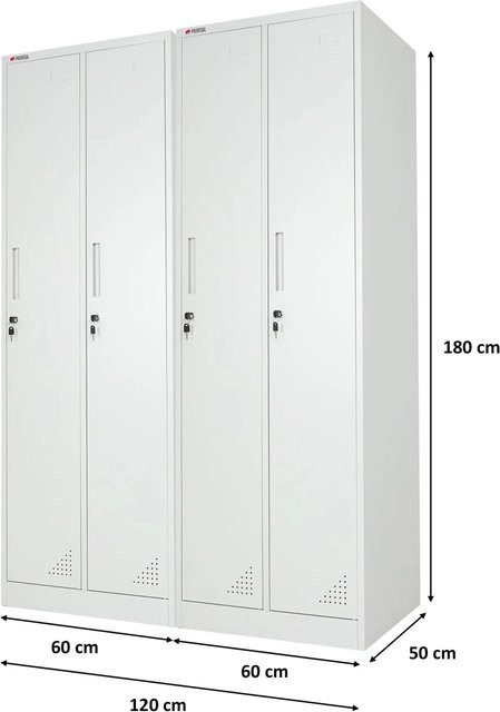 PROREGAL Spindschrank ELEPHANT 2 Abteile aus Metall in Lichtgrau, abschließbar mit Kleiderstange und Kleiderhaken, B/T/H: 180 x 60 x 50 cm - Bild 1