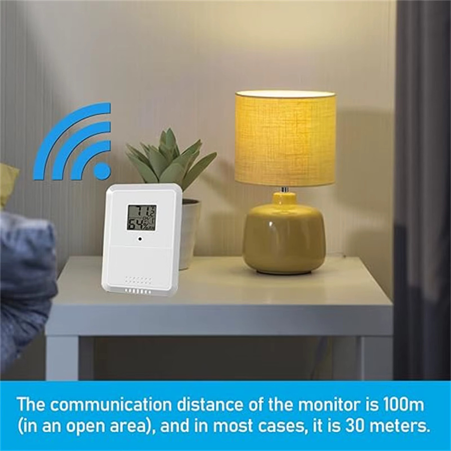 Urageuxy Kabelloser Temperatur- und Feuchtigkeitsmonitor in Weiß mit 433MHz Reichweite und °C/°F Umschaltfunktion - Bild 2