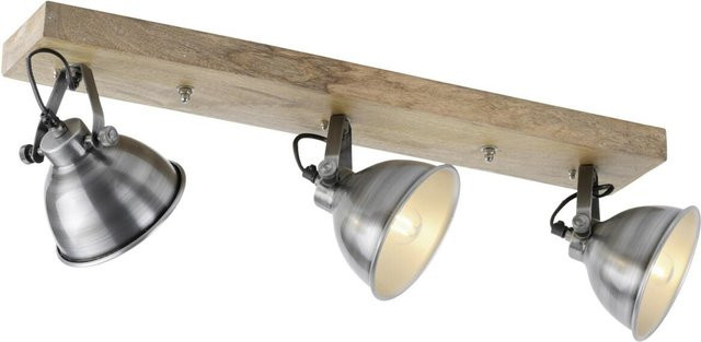 Just Light Samia Wand- und Deckenleuchte aus Eisen und Holz in Silber, 3-flammig, E14, B/H/T: 24 x 25 x 74 cm - Bild 1