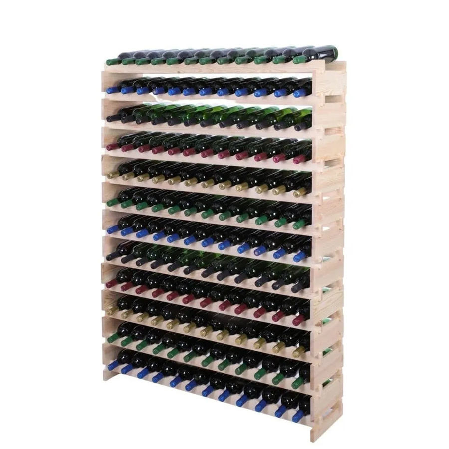 PROREGAL Weinregal VINOTECA FLEX aus massivem Kiefernholz, Natur unbehandelt, braun, H x B x T: 163 x 123 x 28 cm, Platz für 144 Flaschen auf 12 Ebenen - Bild 2