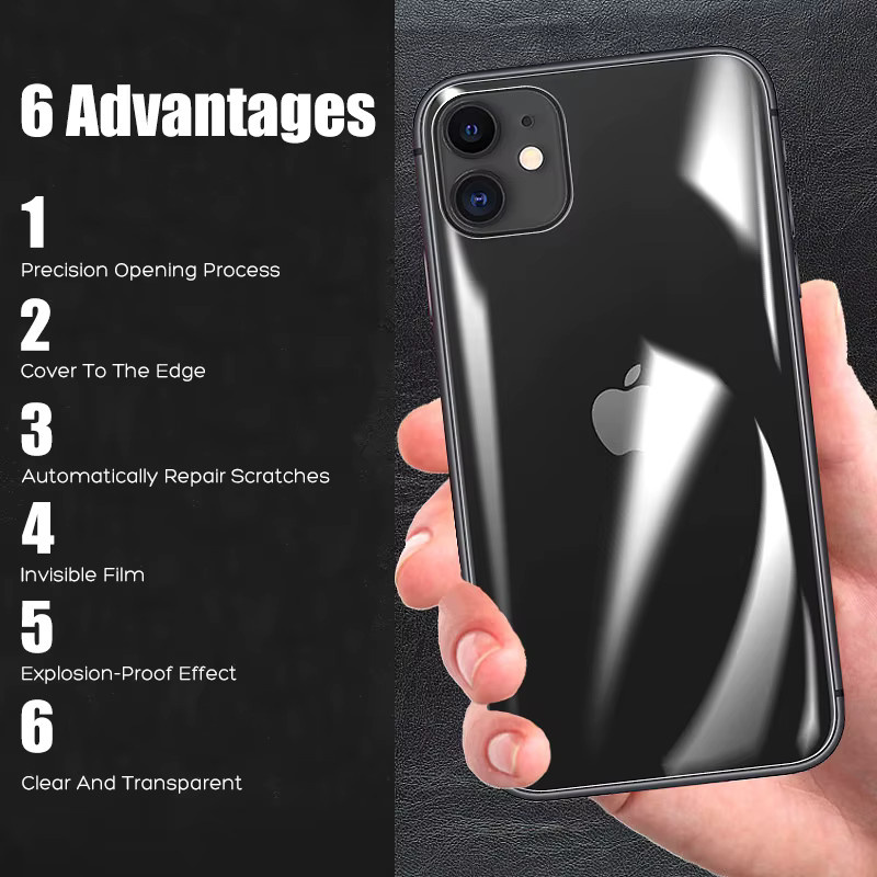 4er-Pack Hydrogel-Schutzfolien für Apple iPhone 11 12 13 14 15 Pro Max und Plus, Display- und Rückseiten-Schutzfolie, transparent - Bild 5