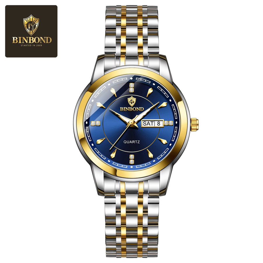 BINBOND Armbanduhr Quarz, Edelstahl, Blau, Damen - Bild 5