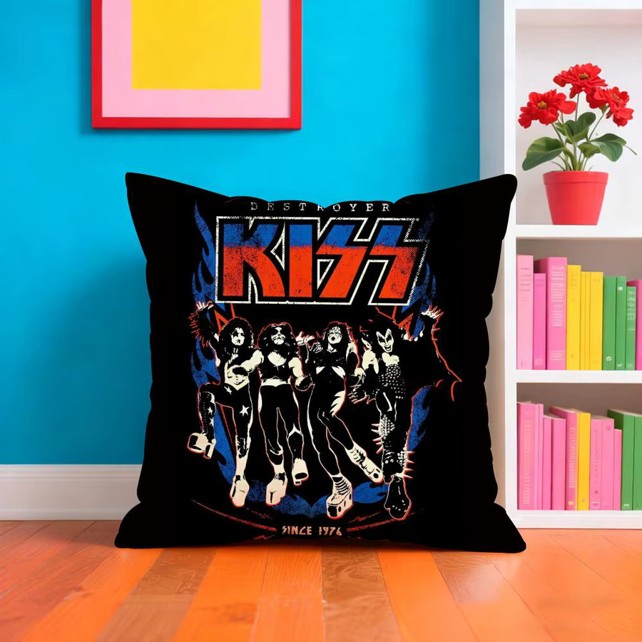 K-Kiss BAND POP Kissenbezug aus weichem Plüsch mit doppelseitigem Grafikdruck, quadratisch, Breite: 30 cm, Höhe: 30 cm - Bild 4