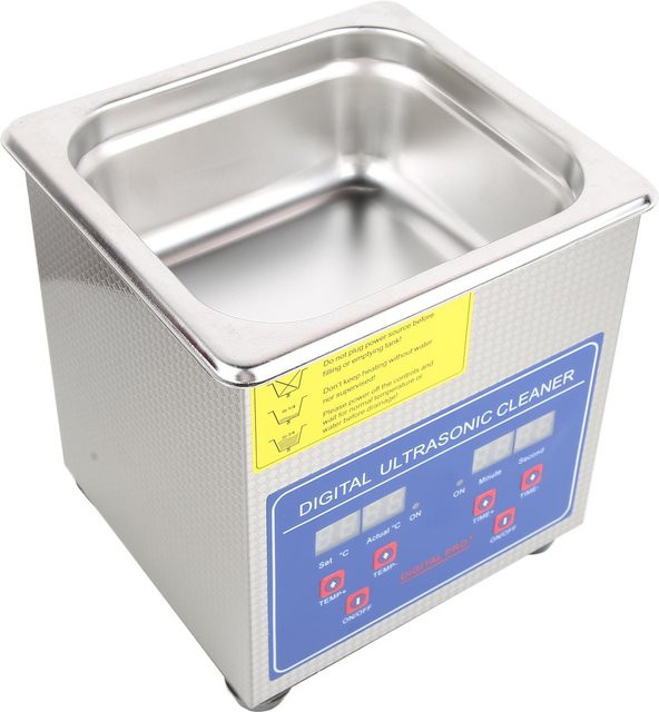 Koogeelife Digitaler Ultraschallreiniger aus Edelstahl mit Timer und Heizung, 1,3 l, Weiß/Silber - Bild 1