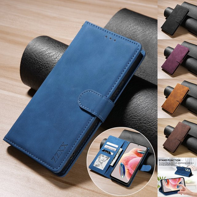 Lederhülle im Brieftaschen-Design mit Kartenfach und Magnetverschluss für Xiaomi in Blau - Bild 1