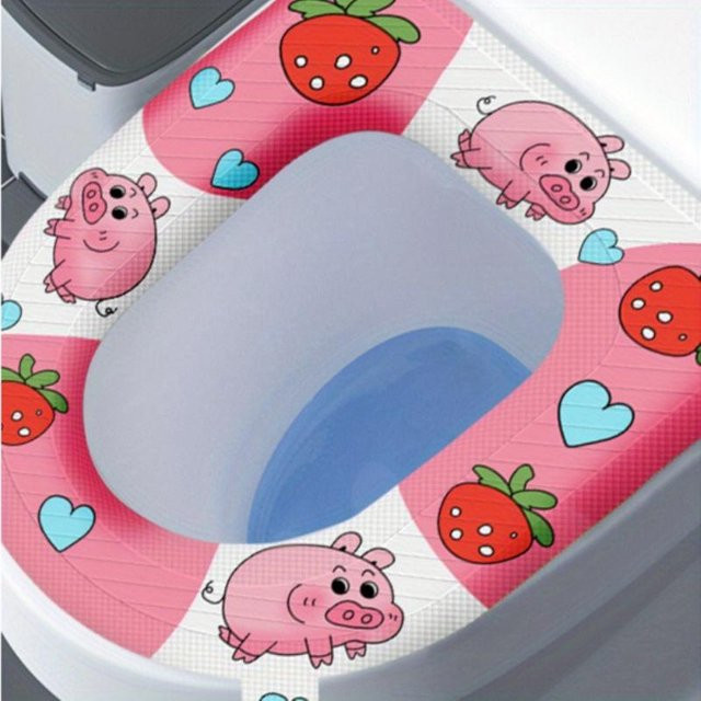 Yiran Furniture Toilettensitzbezug aus Silikon in Pink mit Tier-Motiv, weich und waschbar - Bild 1