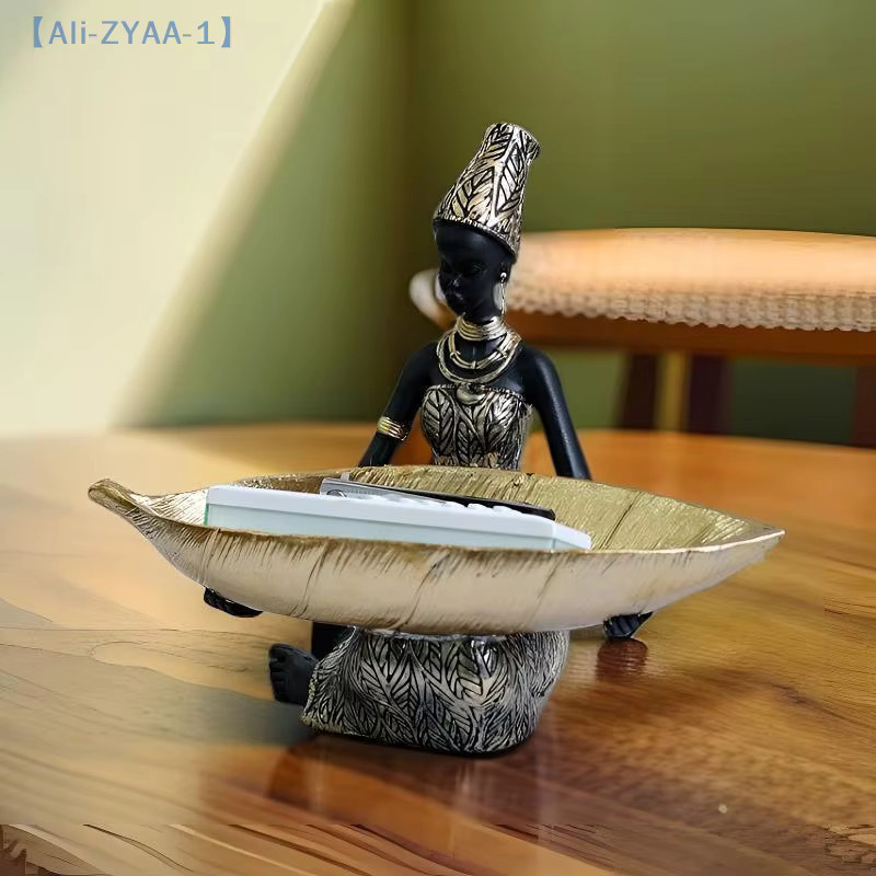 JETTING Dekorative Skulptur Afrikanisches Mädchen mit Teller als Vintage Ornament für Zuhause und Büro - Bild 4