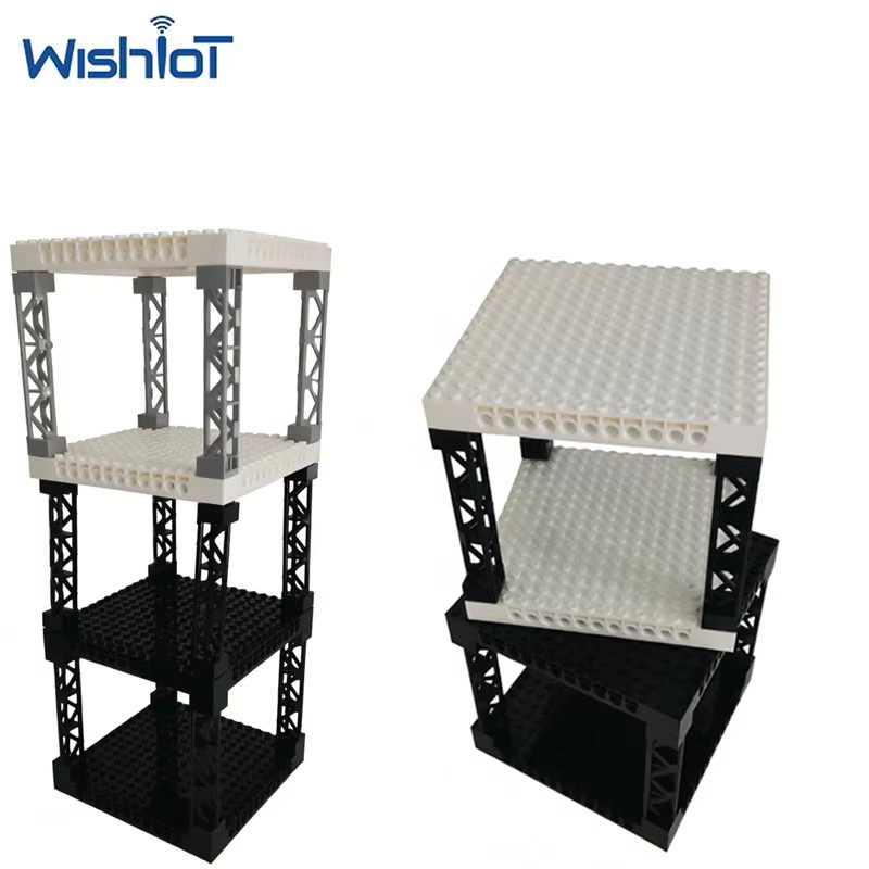 Wishiot Multifunktionales Stapelbares Desktop-Aufbewahrungsregal mit 16x16 Montageplatte und Halterung, Baustein-Design, Mehrschichtig, Multicolour - Bild 2