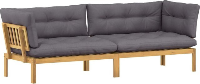 vidaXL Garten Pallet Sofa Set aus Akazienholz in Hellbraun und Dunkelgrau mit Ecksofas und Kissen im rustikalen Stil - Bild 1