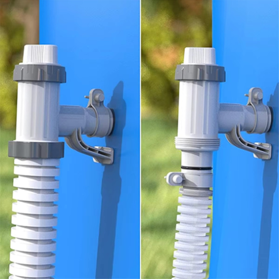 ABQR Pool-Schlauchadapter in Weiß als Ersatzteil für oberirdische Schwimmbäder mit Schlauchhalterung und Kolbenventil - Bild 3