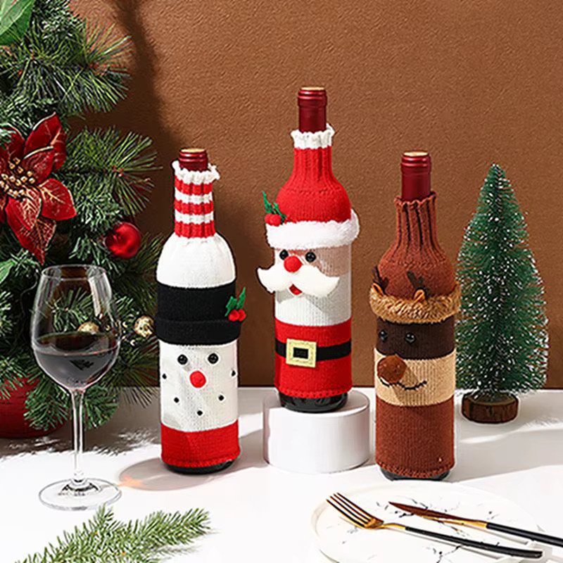 Alivparty Weihnachtsmann und Schneemann Weinflaschenbezug aus Textil in Mehrfarbig für Weihnachtsdekoration und Partyzubehör - Bild 2