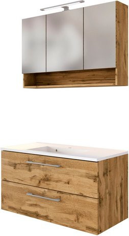 HELD MÖBEL Waschtisch-Set LIVORNO in Braun und Weiß, 5-teilig, modern und wandmontiert - Bild 1