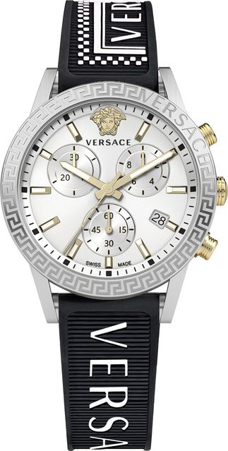 Versace Chronograph, Quarz, Edelstahl, Silber, Silikon, 40 mm, Damen - Bild 1