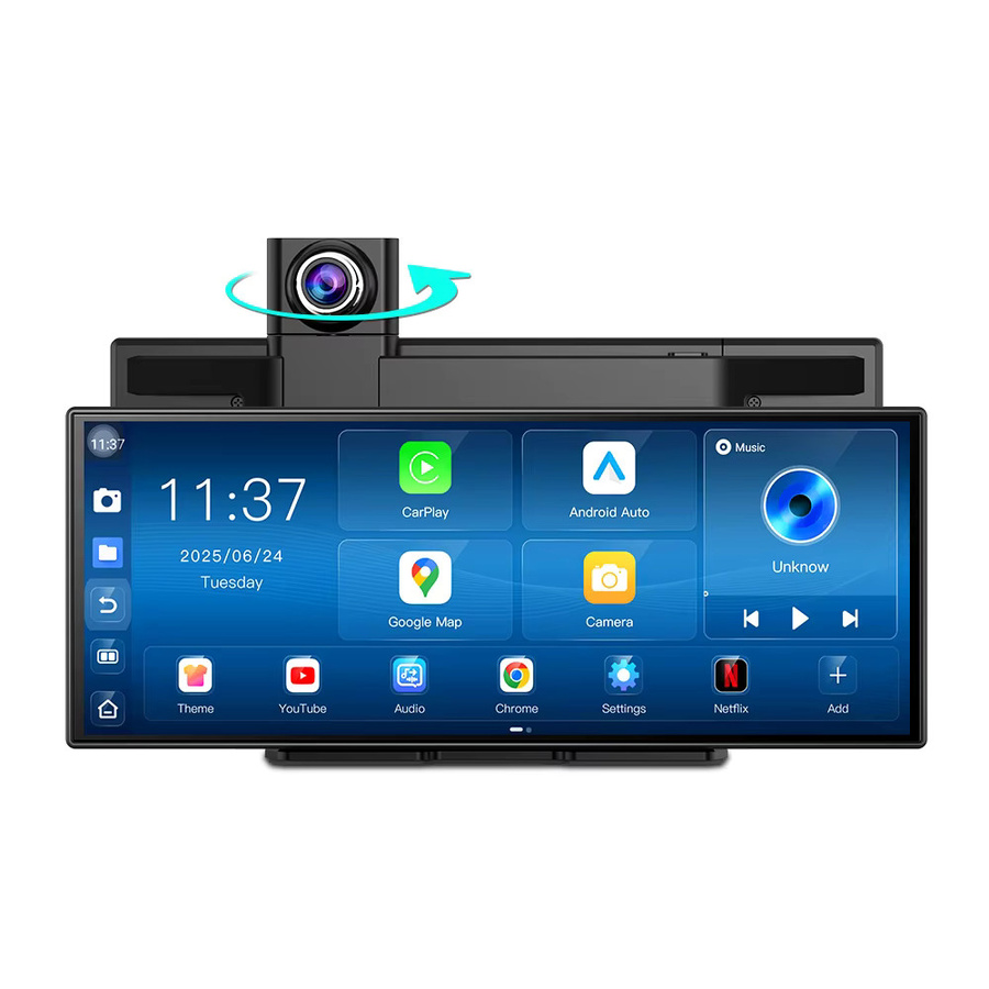 Imagebon P70 KI-Dashcam mit 11,4 Zoll Android 14 Display, 8-Kern DVR Triple-View-Kamera, Carplay und App-Unterstützung für Split-Screen, YouTube und Spotify in Schwarz - Bild 5