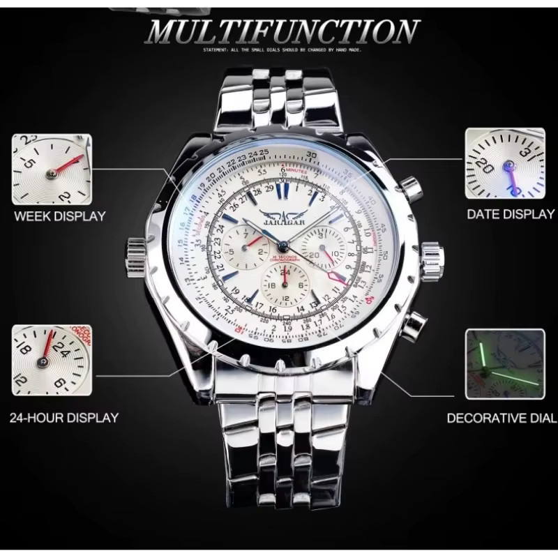 JARAGAR Armbanduhr Automatik, Edelstahl, Silber, Herren - Bild 1