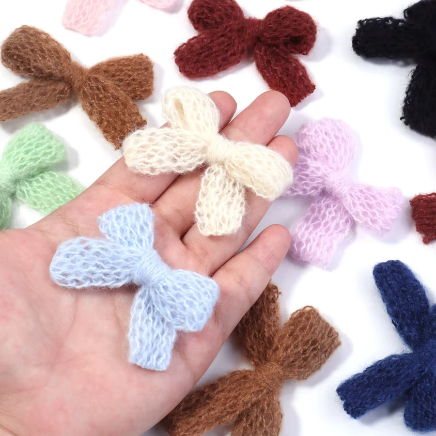 louleur Haarnadel Rand Clip, Gestrickte Wolle, Doppel Schicht Bowknot, Damen, Mädchen - Bild 3
