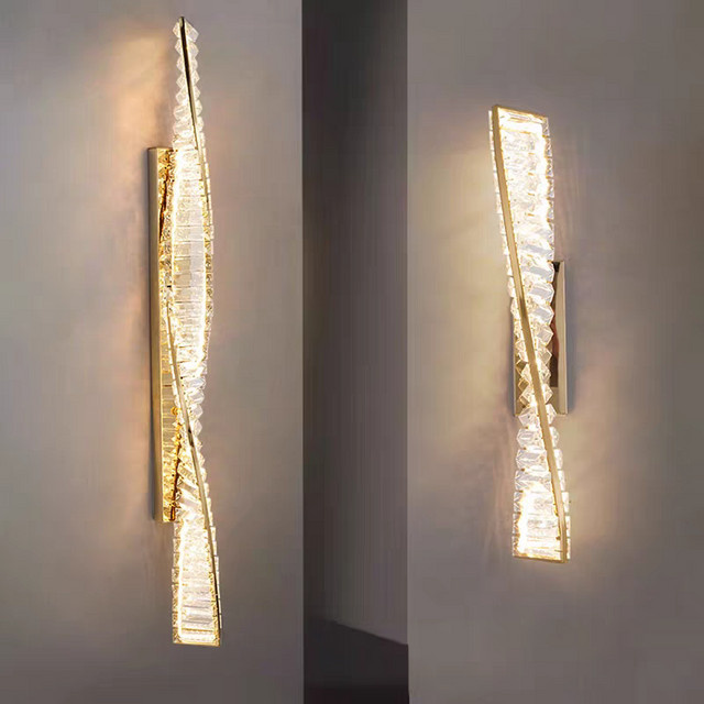 JIANKEXING Kristall-Wandleuchte in Gold/Messing mit transparentem Design für Wohnzimmer, Schlafzimmer und Flur - Bild 1
