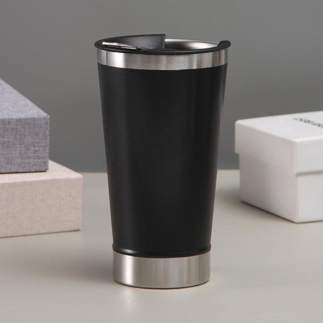 Yiran Furniture Bierglas aus Edelstahl mit Doppelvakuumisolierung und integriertem Flaschenöffner, 502,75 ml - Bild 1