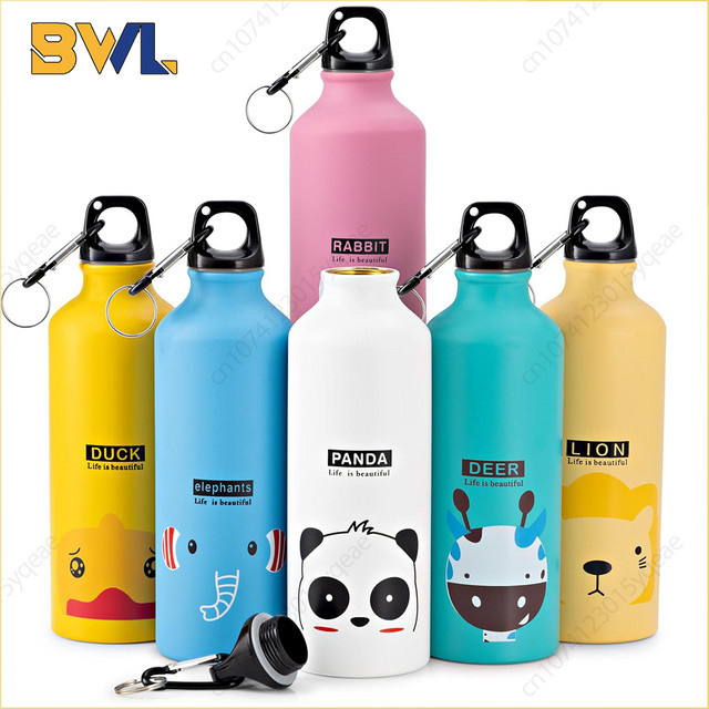 Trebalena Edelstahl Sportbecher mit Cartoon-Motiv und Deckel, isolierter Wasserbecher für Kinder, Mehrfarbig - Bild 1