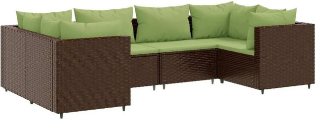vidaXL 6-tlg Garten-Lounge-Set aus braunem Poly-Rattan mit Kissen und pulverbeschichtetem Stahl Modell 23 - Bild 1
