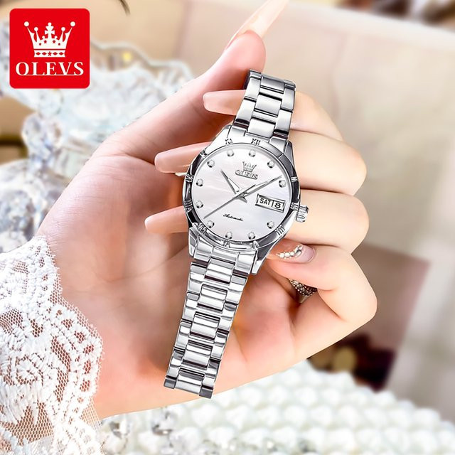 OLEVS Armbanduhr Automatik, Edelstahl, Roségold, Diamant, Damen - Bild 1