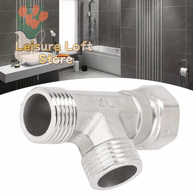 G1/2" T-Umstellventil aus Edelstahl in Silber als 3-Wege-Adapter für Bidet-, Dusch- und Badezimmerarmaturen - Bild 1