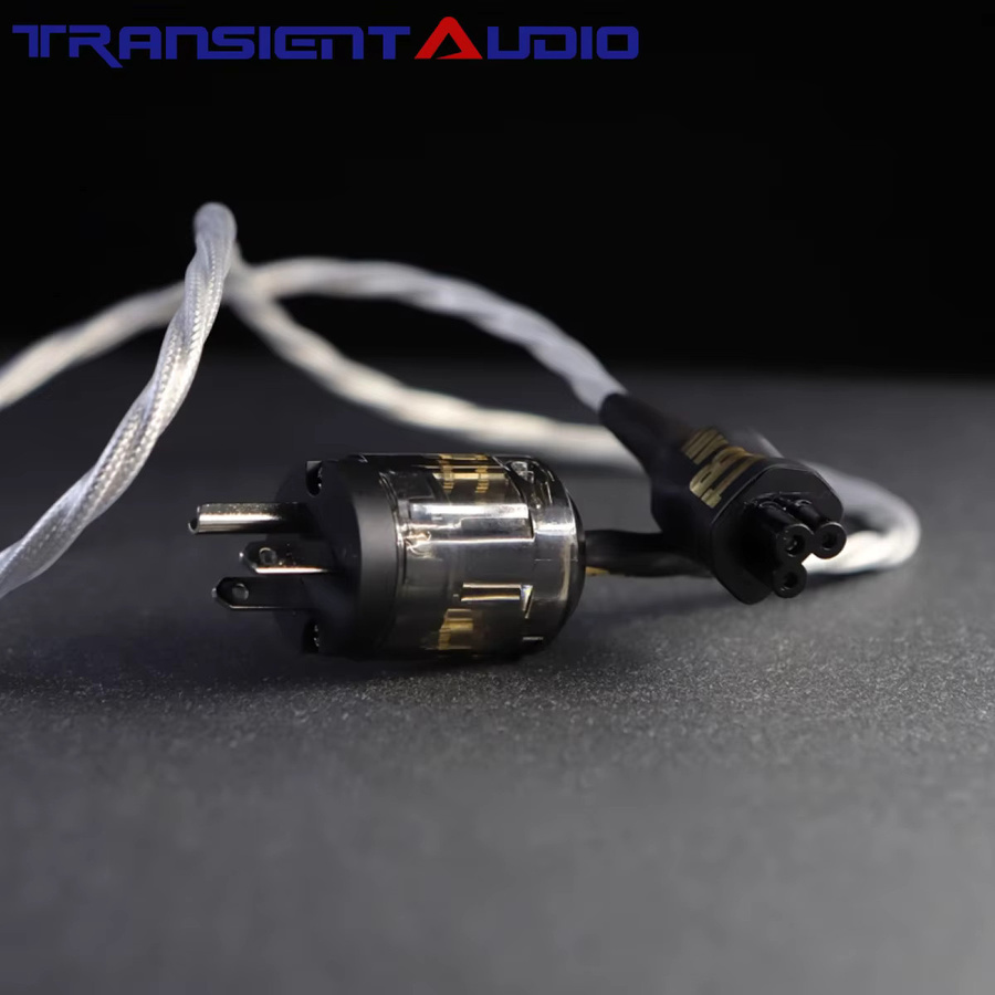 TRANSIENTHI-FI AUDIO HIFI versilbertes IEC C5 Cloverleaf-Stromkabel in Silber für audiophile Qualität - Bild 3