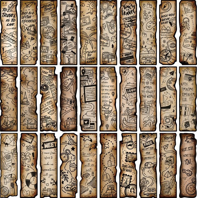 30 Stück Retro-Reisetagebuch-Lesezeichen aus Papier als kreative handgefertigte Geschenkkarten-Dekoration für dein Notizbuch - Bild 1