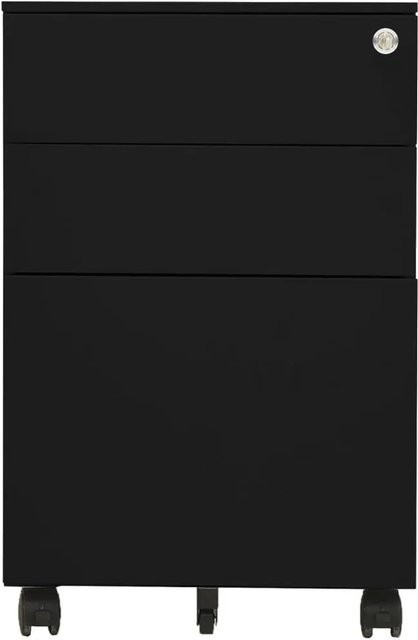 vidaXL Aktenschrank aus Metall in Schwarz mit Rollen und Schloss, B/T/H: 39 x 45 x 60 cm - Bild 1