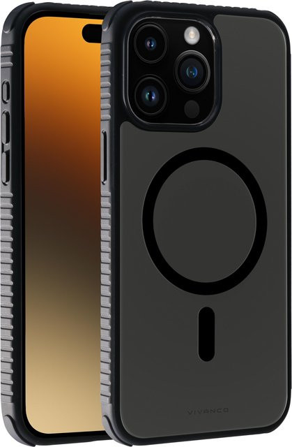 Vivanco Mag Solid Elite 360° Anti Shock Cover für iPhone 15 Pro Max, semi-transparent/schwarz - Bild 1