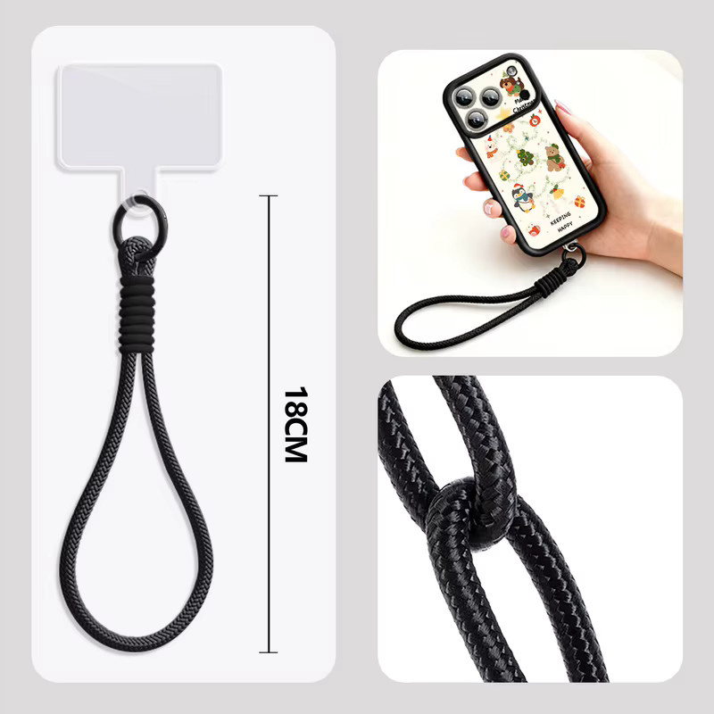 Handyhülle mit Lanyard und Handgelenkschlaufe im Merry Christmas Design für Apple iPhone 11 bis iPhone 17 Pro Max in Schwarz - Bild 3