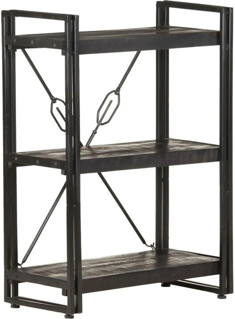 vidaXL Bücherregal aus Mango Massivholz und Metall in Schwarz im Industrial Design, B/T/H: 60 x 30 x 80 cm - Bild 1