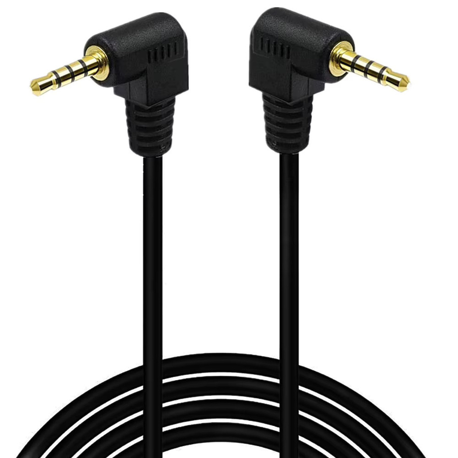BSN Audio-Adapterkabel 3,5 mm TRRS 4-polig abgewinkelt auf 3,5 mm abgewinkelt, 3-Ring-Stecker, Gold/Schwarz - Bild 3