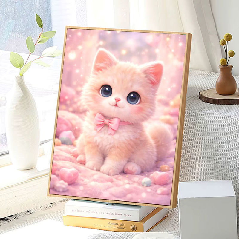 Huacan 5D Diamant-Malerei Katze DIY Diamant-Stickerei Tiermotiv Wanddekoration Full Round - Bild 3