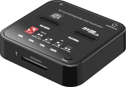 Renkforce RF-TPCD-350 Festplatten-Kopierstation in Schwarz mit Unterstützung für M.2 PCIe NVMe, M.2 SATA sowie SD, SDHC und SDXC über USB-C - Bild 1