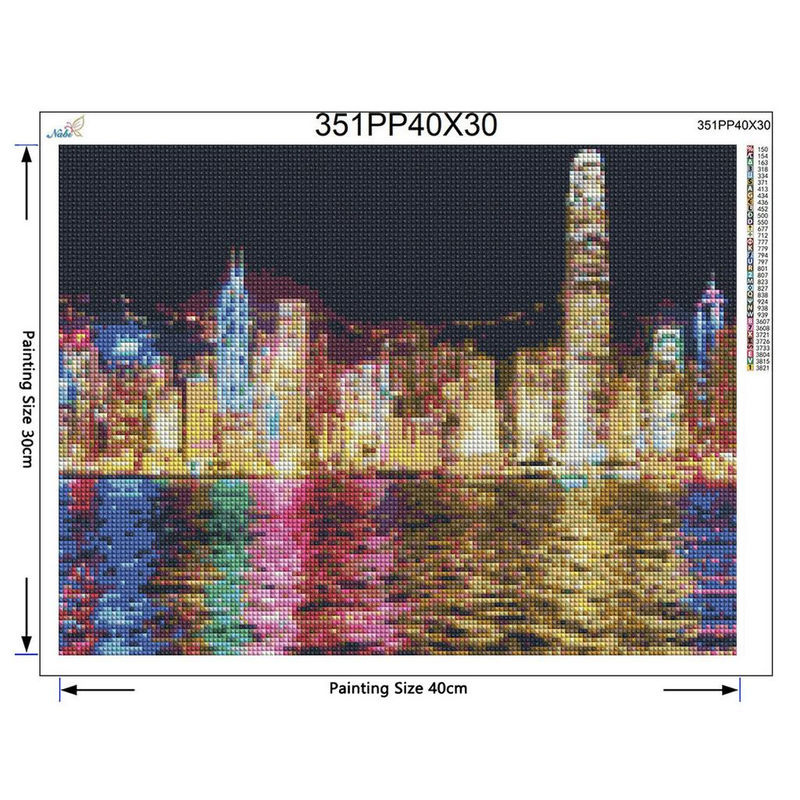 FIYO Diamond Painting Set Nachtstadt Motiv, Mehrfarbig, B/H: 30 x 20 cm - Bild 5