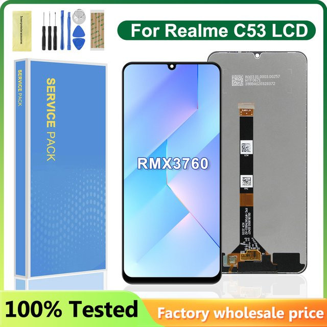 Realme C53 RMX3760 LCD Display mit Touchscreen Digitizer Montage und Rahmen in Schwarz, 6.74 Zoll - Bild 1