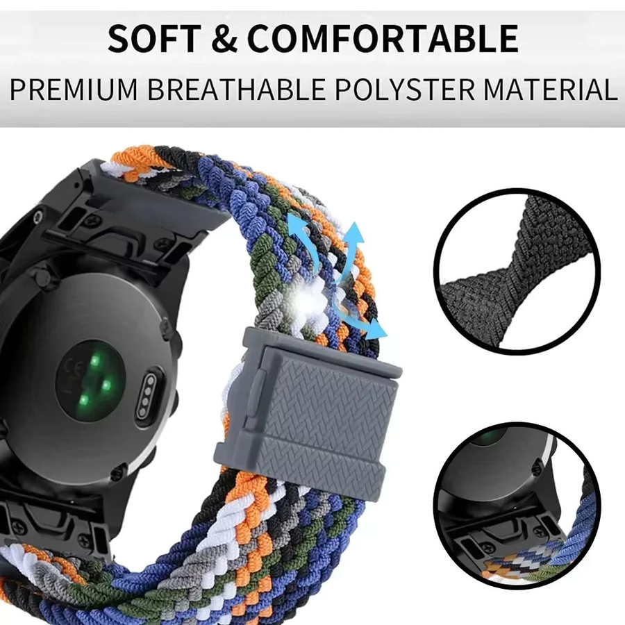 QCTOG Uhrenarmband Nylon, Textil/NATO, Bunt, Unisex, 22 26mm - Bild 3